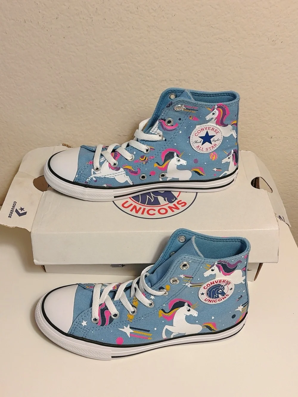 NEW Converse Unicorns Chuck Taylor All Star Hi Kids Blue High Top Shoes 665472C